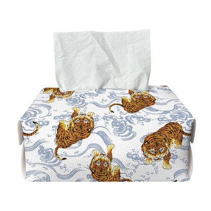 Japanese Tiger Pattern Print Rectangle Tissue Box Cover