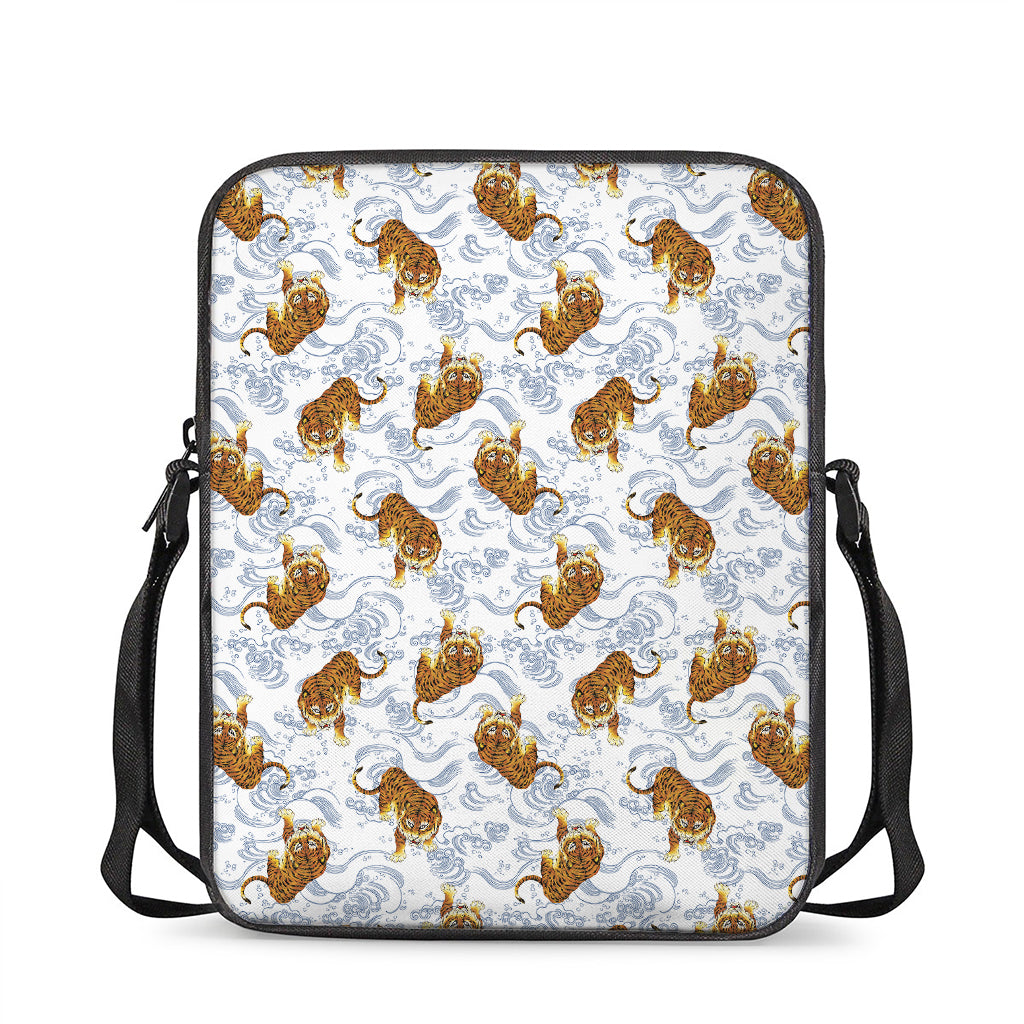 Japanese Tiger Pattern Print Rectangular Crossbody Bag