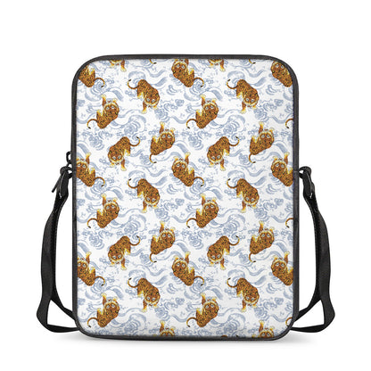 Japanese Tiger Pattern Print Rectangular Crossbody Bag