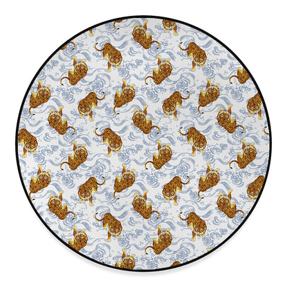 Japanese Tiger Pattern Print Round Floor Mat