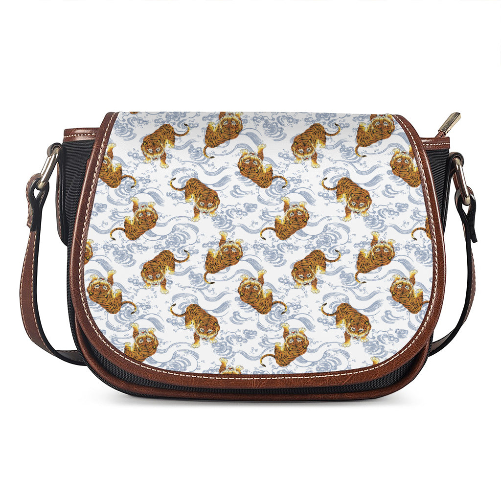 Japanese Tiger Pattern Print Saddle Bag