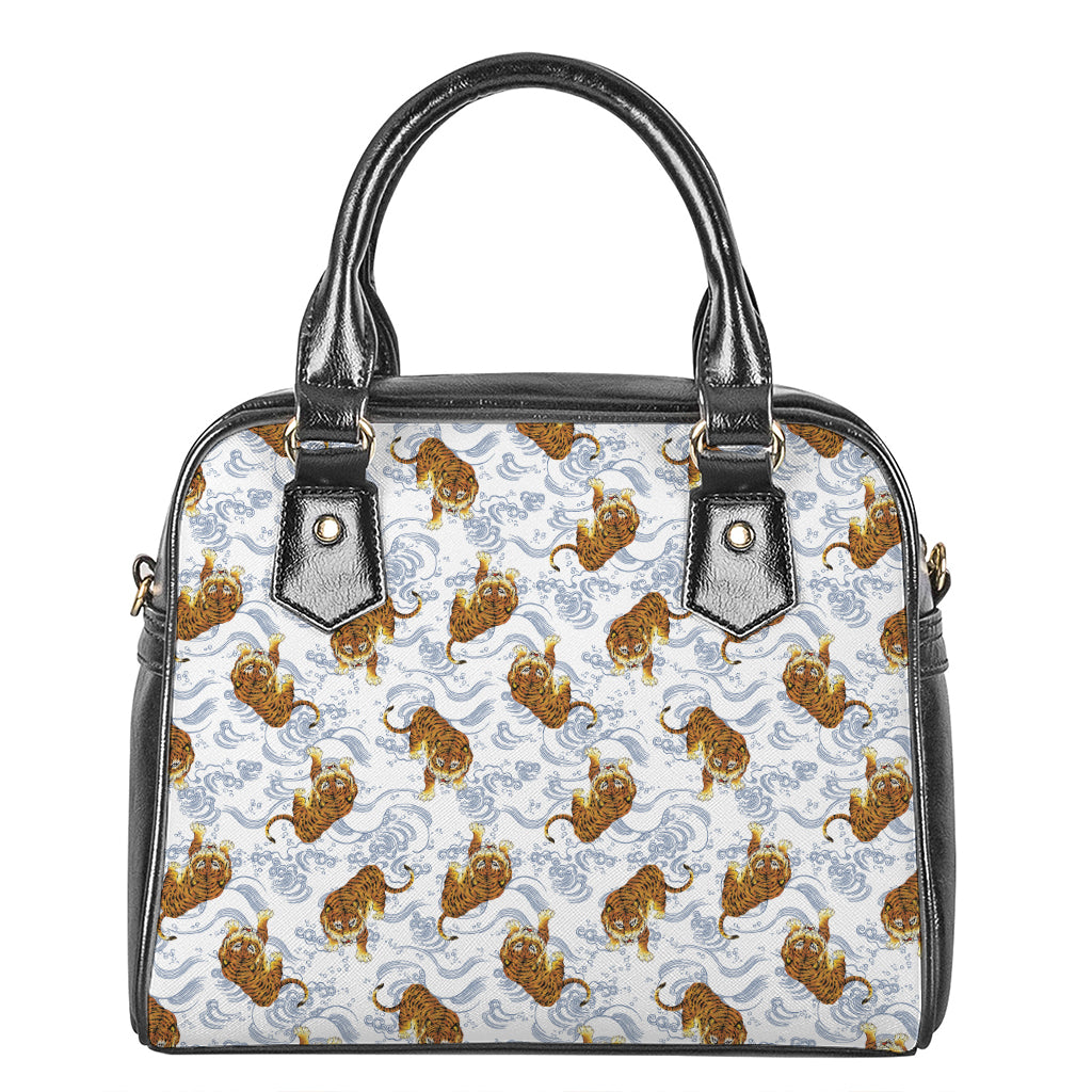 Japanese Tiger Pattern Print Shoulder Handbag