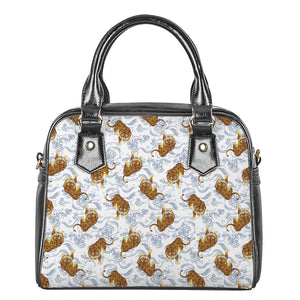 Japanese Tiger Pattern Print Shoulder Handbag