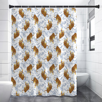 Japanese Tiger Pattern Print Shower Curtain