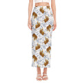 Japanese Tiger Pattern Print Side Slit Maxi Skirt