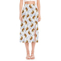 Japanese Tiger Pattern Print Side Slit Midi Skirt