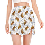 Japanese Tiger Pattern Print Side Slit Mini Skirt