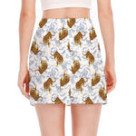 Japanese Tiger Pattern Print Side Slit Mini Skirt