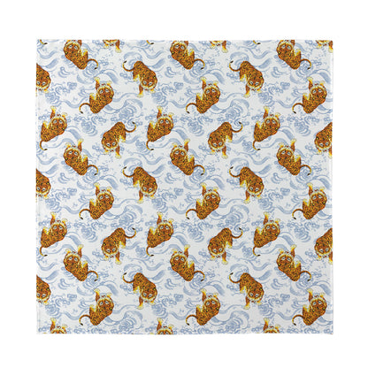Japanese Tiger Pattern Print Silk Bandana