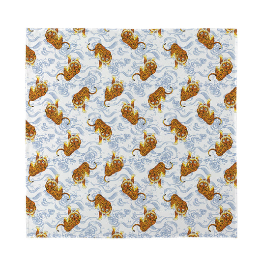 Japanese Tiger Pattern Print Silk Bandana