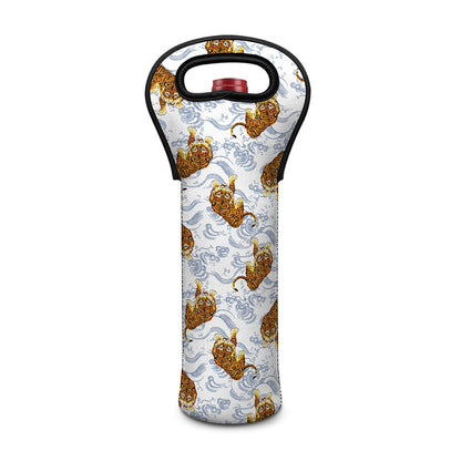 Japanese Tiger Pattern Print Single Neoprene Wine Tote