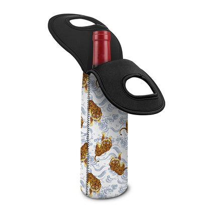 Japanese Tiger Pattern Print Single Neoprene Wine Tote