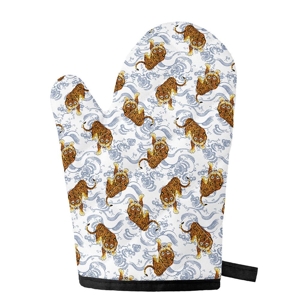 Japanese Tiger Pattern Print Single Oven Mitt