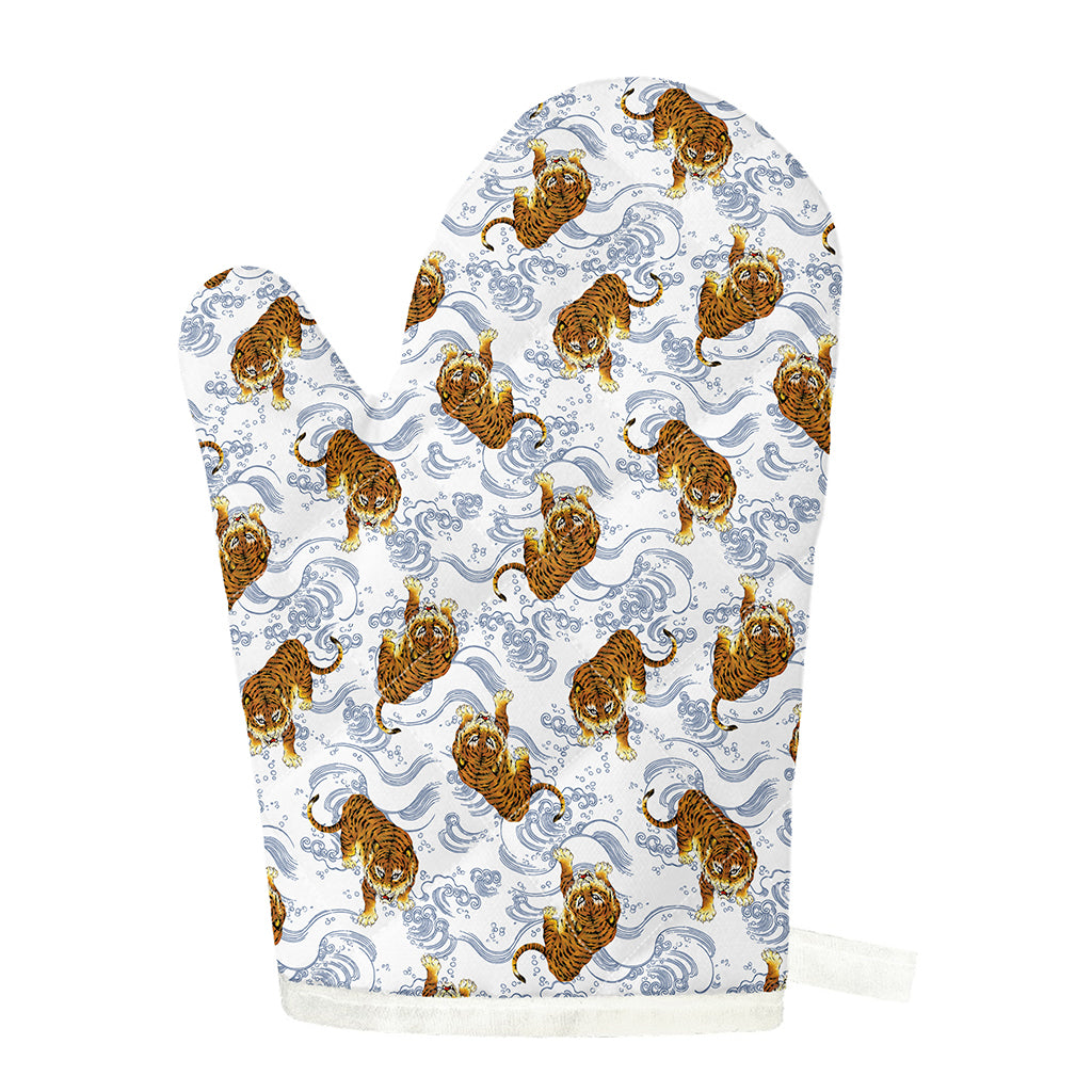 Japanese Tiger Pattern Print Single Oven Mitt