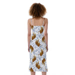 Japanese Tiger Pattern Print Slim Fit Midi Cami Dress