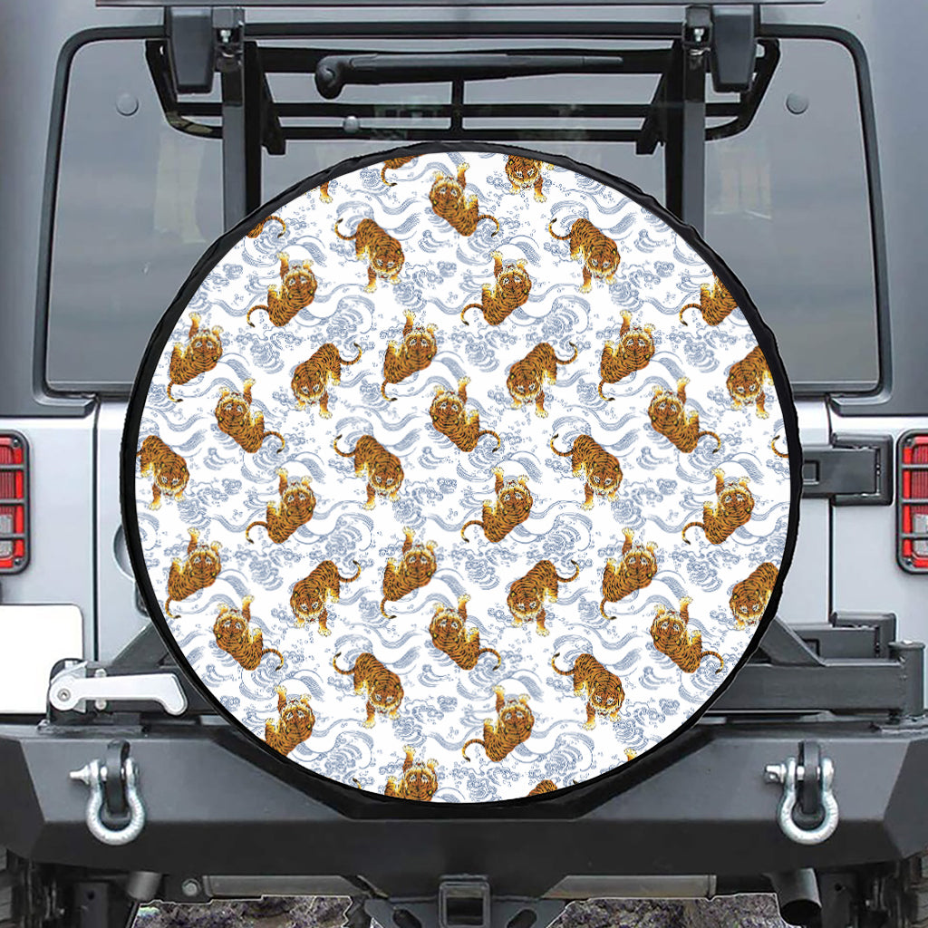 Japanese Tiger Pattern Print Tire Cover