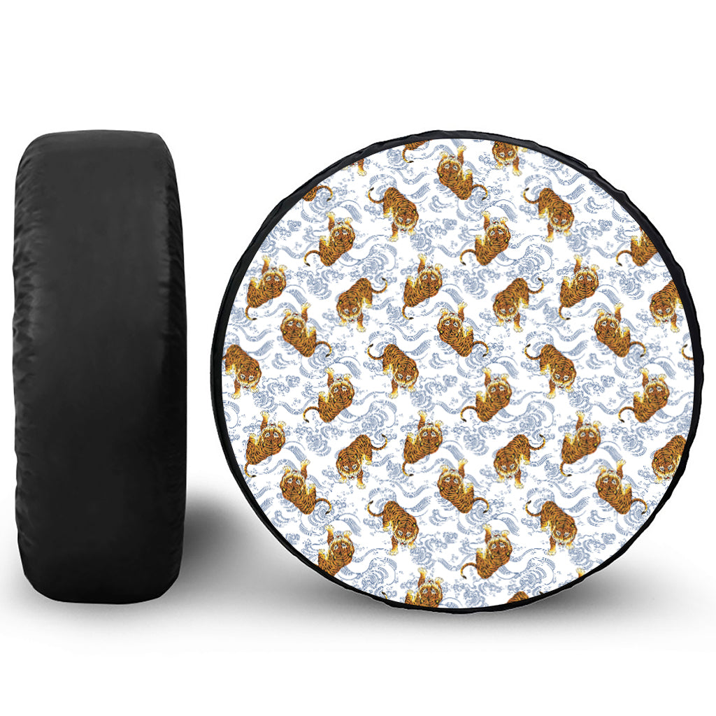 Japanese Tiger Pattern Print Tire Cover