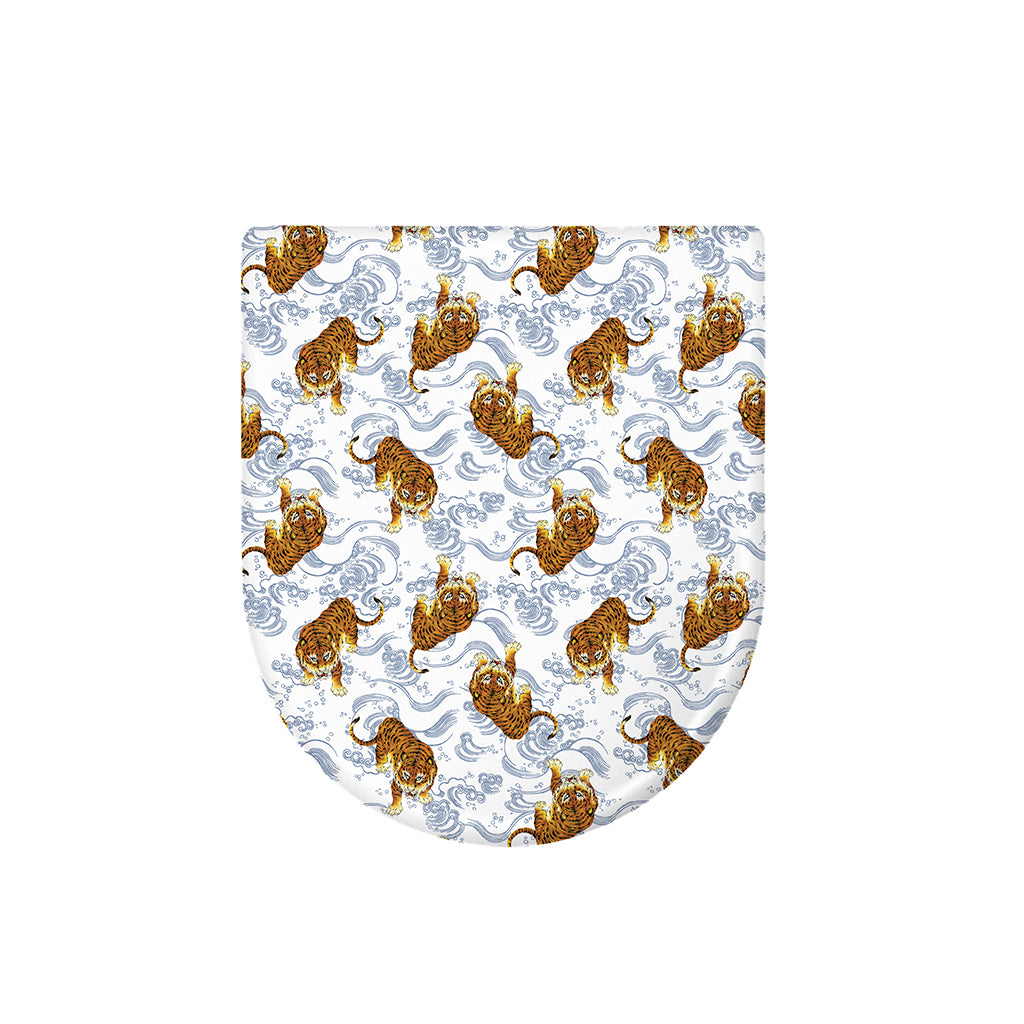 Japanese Tiger Pattern Print Toilet Lid Cover