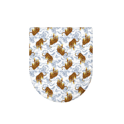 Japanese Tiger Pattern Print Toilet Lid Cover
