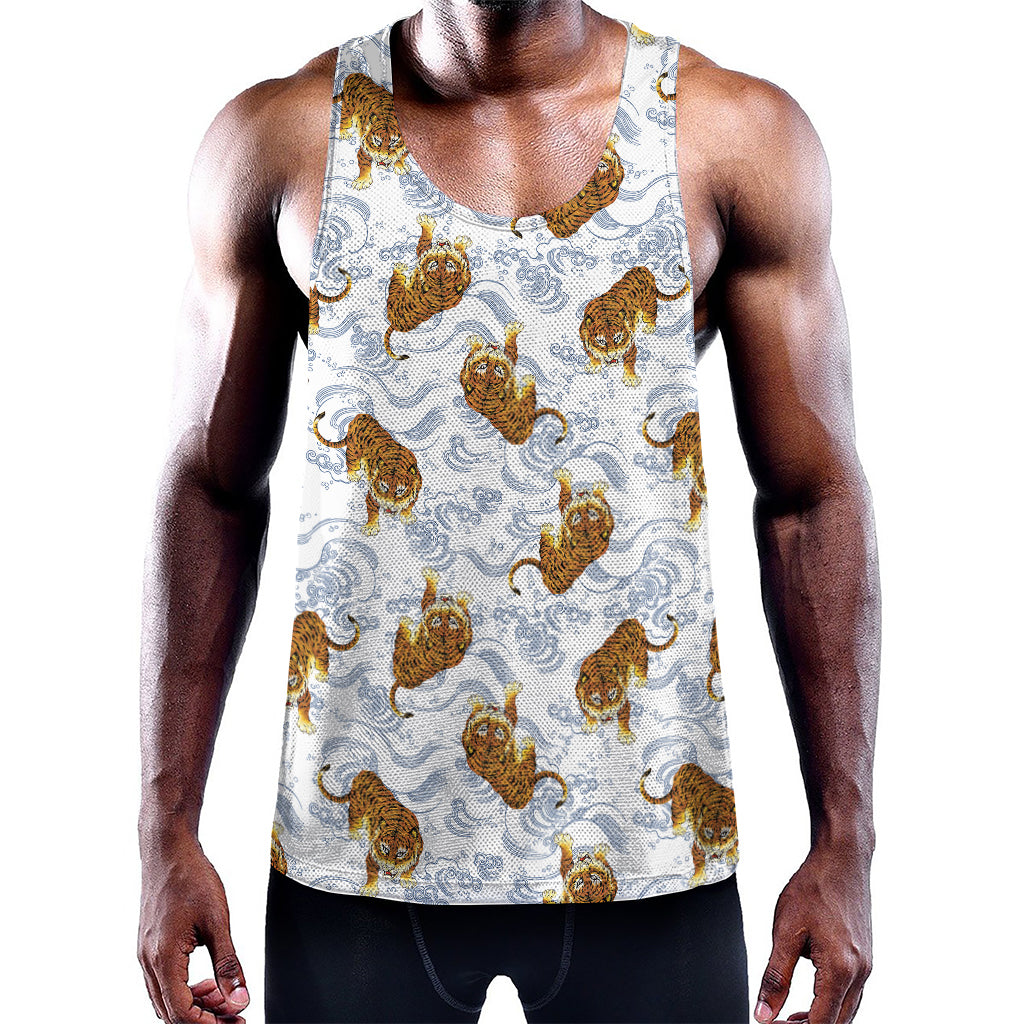 Japanese Tiger Pattern Print Training Tank Top