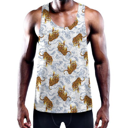 Japanese Tiger Pattern Print Training Tank Top