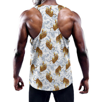 Japanese Tiger Pattern Print Training Tank Top