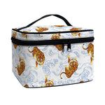 Japanese Tiger Pattern Print Travel Makeup Bag
