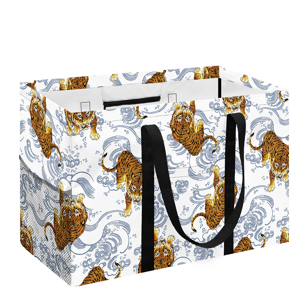 Japanese Tiger Pattern Print Utility Tote Bag