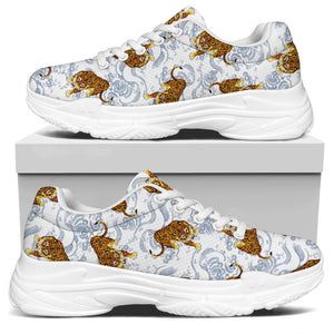 Japanese Tiger Pattern Print White Chunky Shoes