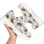 Japanese Tiger Pattern Print White Chunky Shoes