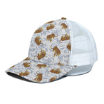 Japanese Tiger Pattern Print White Mesh Trucker Cap