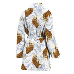 Japanese Tiger Pattern Print Women's Bathrobe