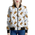 Japanese Tiger Pattern Print Women's Bomber Jacket