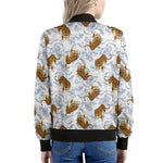 Japanese Tiger Pattern Print Women's Bomber Jacket