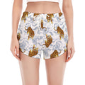 Japanese Tiger Pattern Print Women's Split Running Shorts