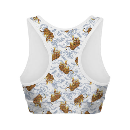 Japanese Tiger Pattern Print Women's Sports Bra