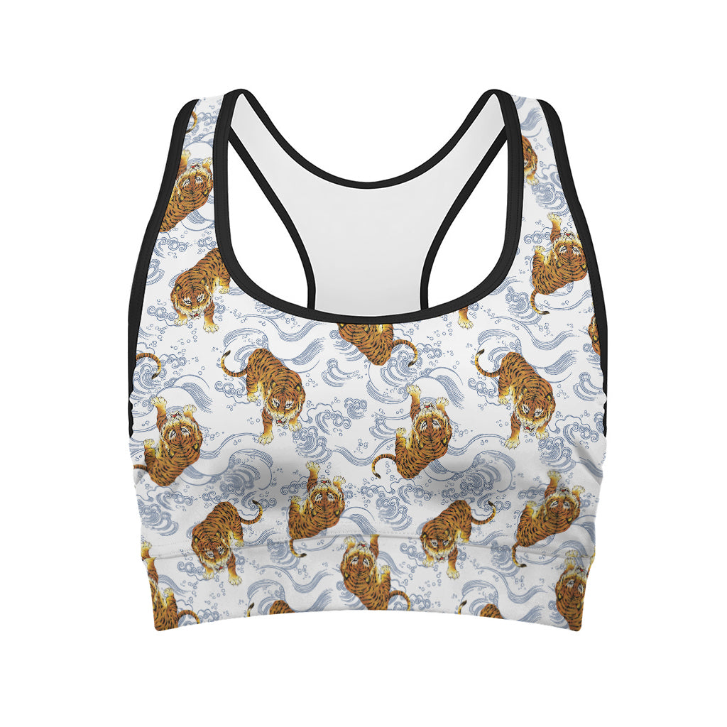 Japanese Tiger Pattern Print Women's Sports Bra