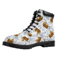 Japanese Tiger Pattern Print Padded Collar Lace Up Boots