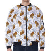 Japanese Tiger Pattern Print Zip Sleeve Bomber Jacket