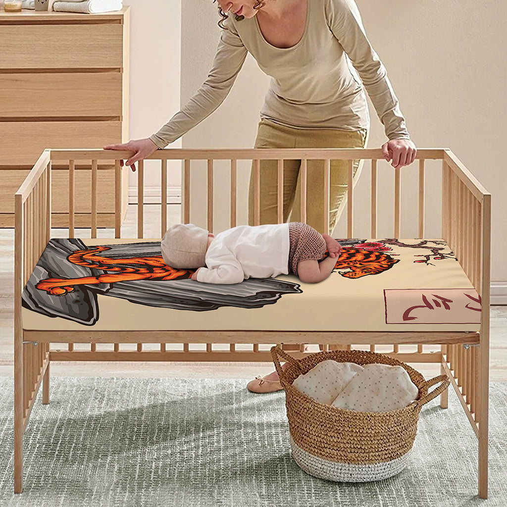 Japanese Tiger Tattoo Print Baby Crib Sheet