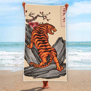 Japanese Tiger Tattoo Print Beach Towel