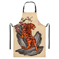 Japanese Tiger Tattoo Print Bib Apron With Pocket