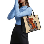 Japanese Tiger Tattoo Print Canvas Tote Bag