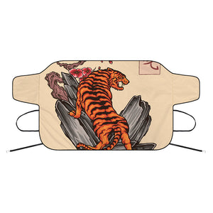 Japanese Tiger Tattoo Print Car Windshield Snow Cover