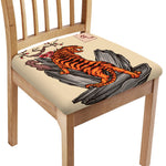 Japanese Tiger Tattoo Print Chair Cushion Cover