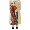 Japanese Tiger Tattoo Print Chiffon Maxi Skirt