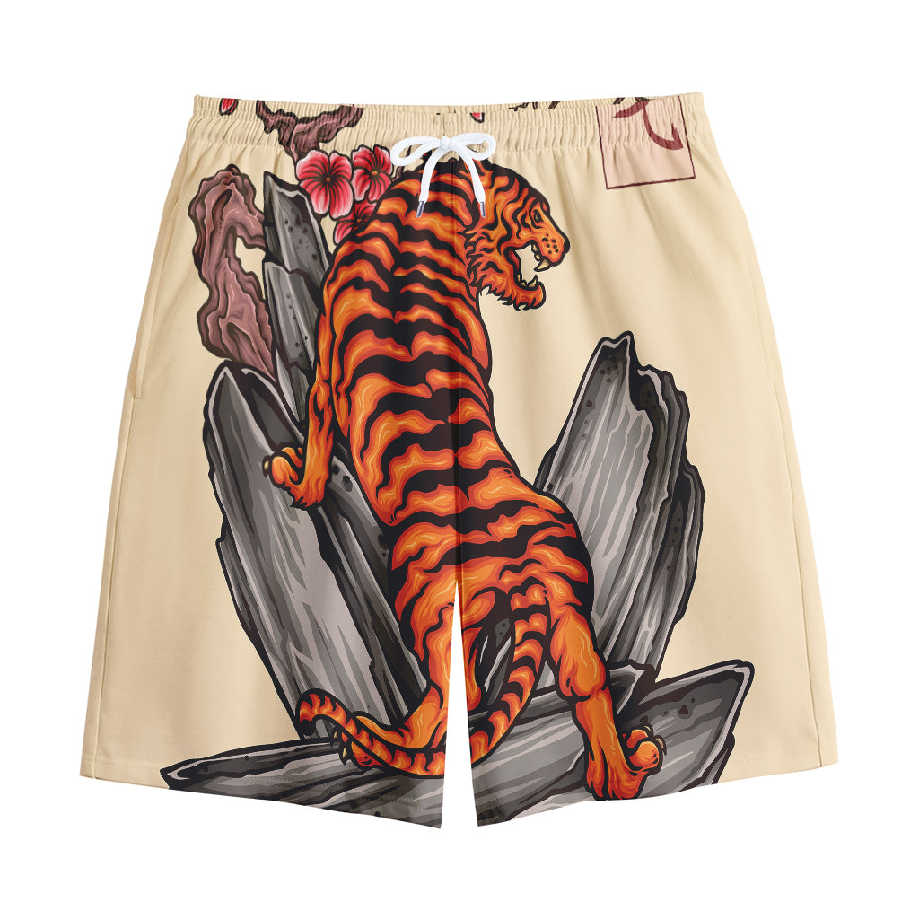 Japanese Tiger Tattoo Print Cotton Shorts