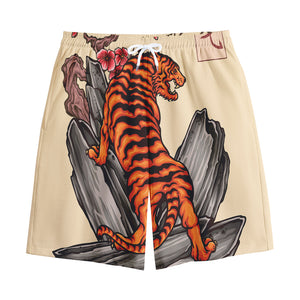 Japanese Tiger Tattoo Print Cotton Shorts