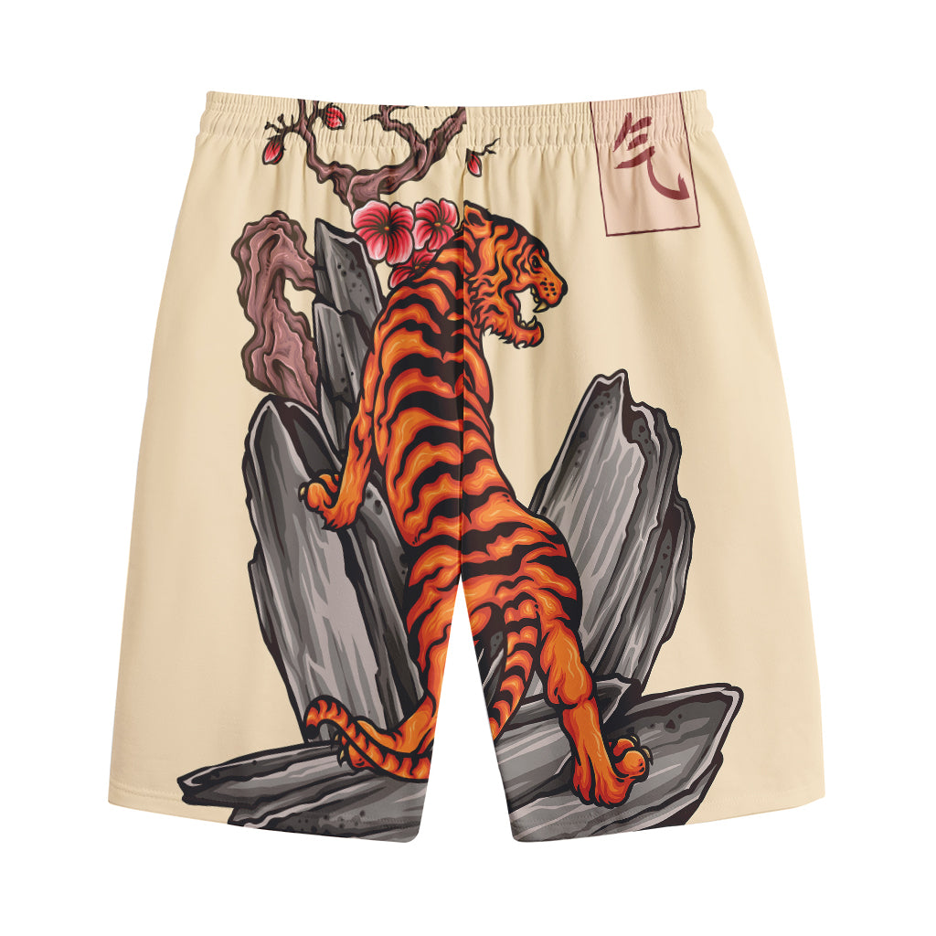 Japanese Tiger Tattoo Print Cotton Shorts