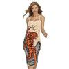 Japanese Tiger Tattoo Print Cross Back Cami Dress